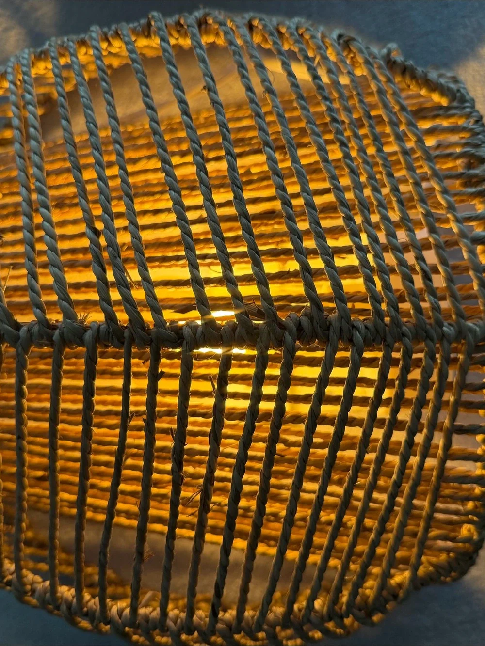 Pair of Woven Rattan Wall Lamps in Natural Brown